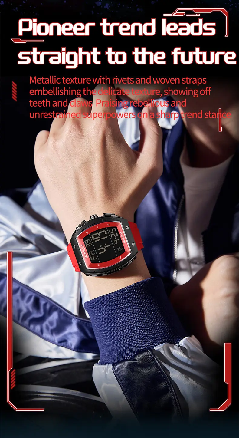 Sanda 5 ATM Waterproof Sports Watch with Luminous Red Barrel Design — feature 25