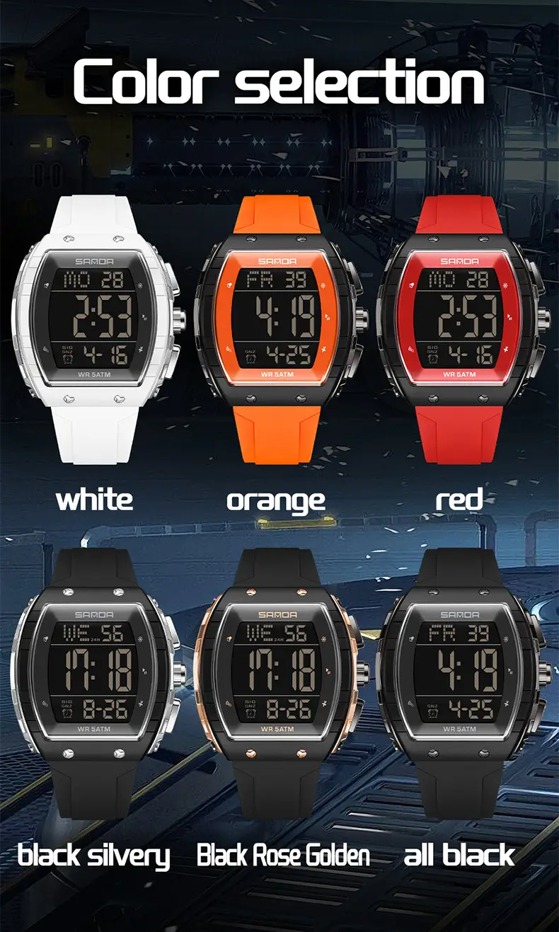 Sanda 5 ATM Waterproof Sports Watch with Luminous Red Barrel Design — feature 27