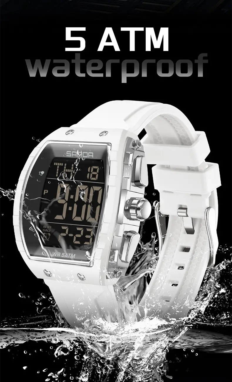 Sanda 5 ATM Waterproof Sports Watch with Luminous Red Barrel Design — feature 28