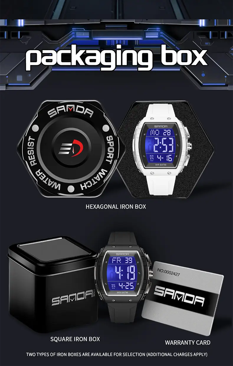 Sanda 5 ATM Waterproof Sports Watch with Luminous Red Barrel Design — feature 35