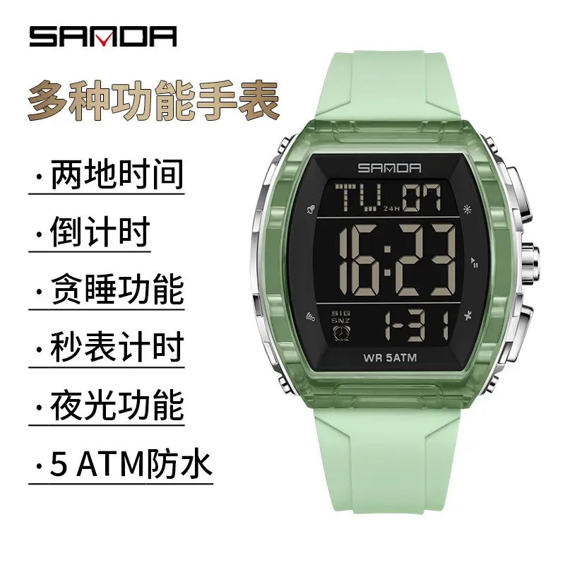Sanda 5 ATM Waterproof Sports Watch with Luminous Red Barrel Design - Image 11
