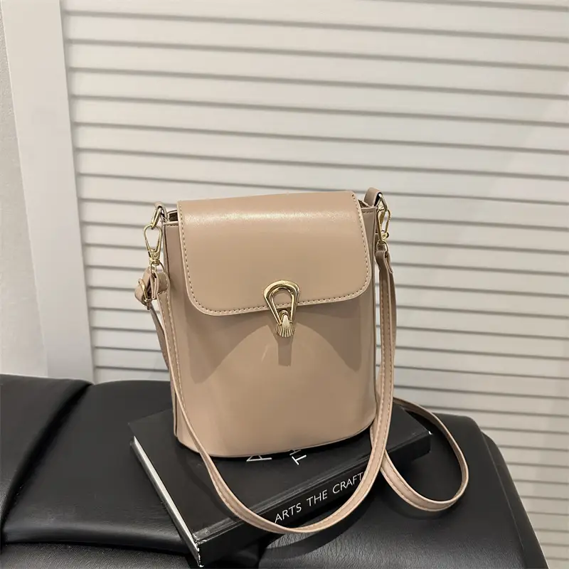 Women's Beige Textured Bucket Bag Shoulder Crossbody — feature 12