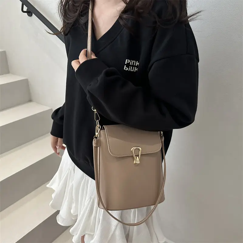 Women's Beige Textured Bucket Bag Shoulder Crossbody — feature 19