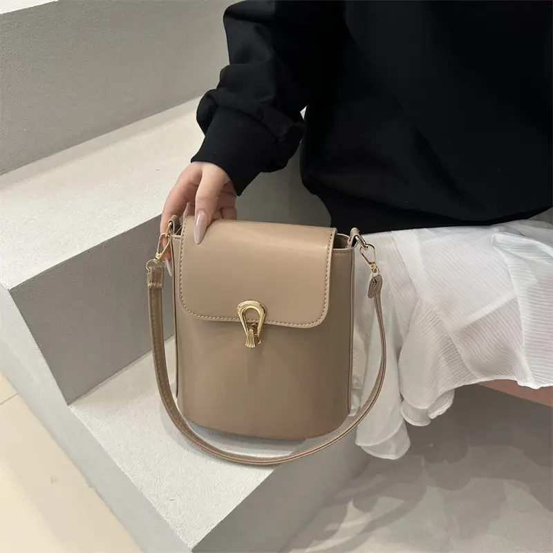 Women's Beige Textured Bucket Bag Shoulder Crossbody — feature 21
