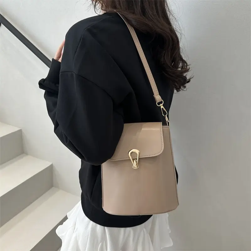 Women's Beige Textured Bucket Bag Shoulder Crossbody — feature 22