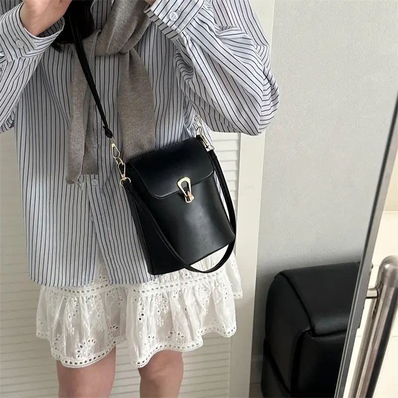 Women's Beige Textured Bucket Bag Shoulder Crossbody — feature 25