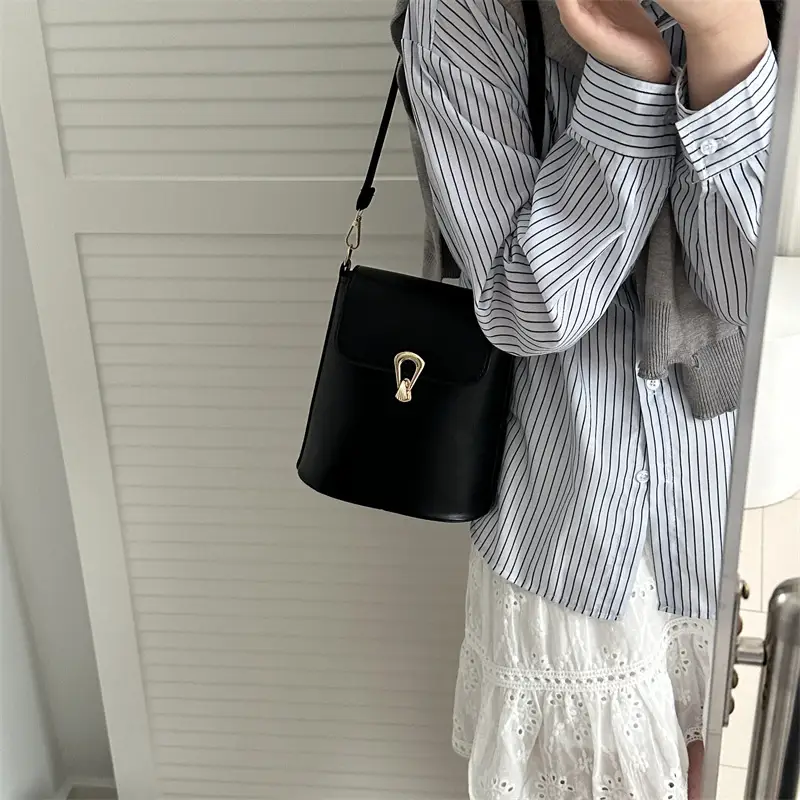 Women's Beige Textured Bucket Bag Shoulder Crossbody — feature 27