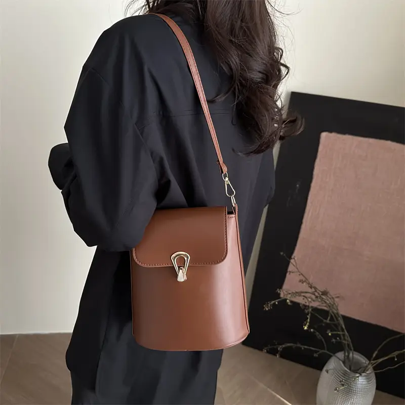 Women's Beige Textured Bucket Bag Shoulder Crossbody — feature 30