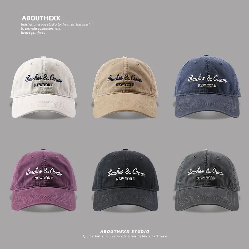 New American Style Embroidered Letter Hat Wide Brim Soft Top Baseball Cap Men's and Women's All-match Face Show Small Cap Trendy - Image 9