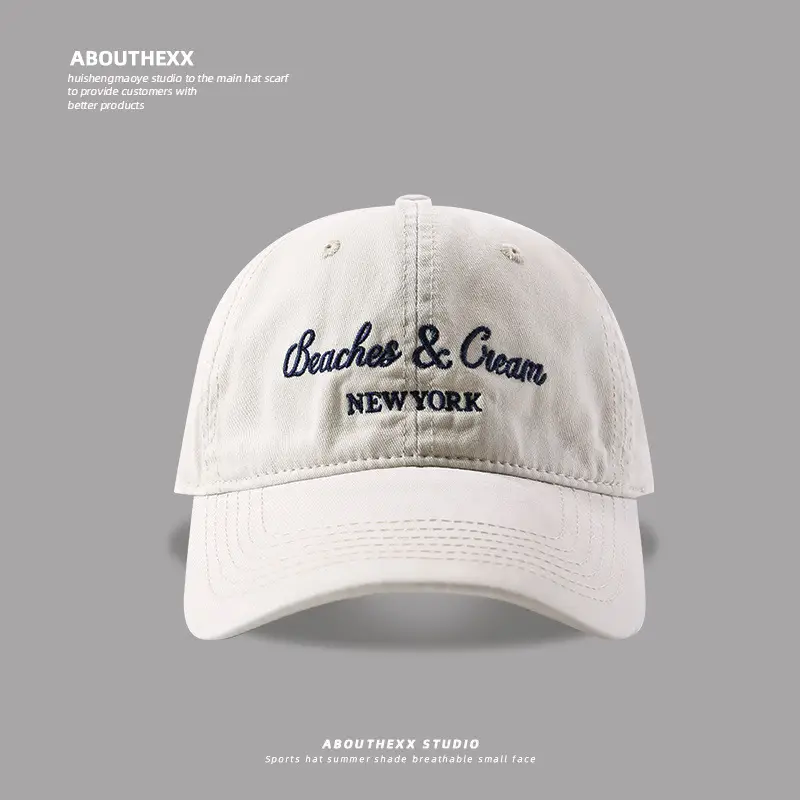 New American Style Embroidered Letter Hat Wide Brim Soft Top Baseball Cap Men's and Women's All-match Face Show Small Cap Trendy - Image 2
