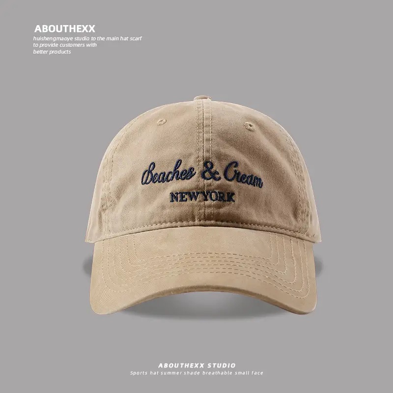 New American Style Embroidered Letter Hat Wide Brim Soft Top Baseball Cap Men's and Women's All-match Face Show Small Cap Trendy - Image 3