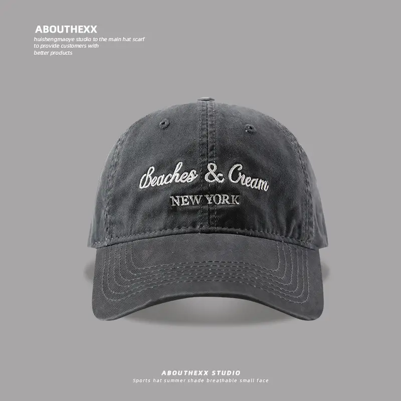 New American Style Embroidered Letter Hat Wide Brim Soft Top Baseball Cap Men's and Women's All-match Face Show Small Cap Trendy - Image 4