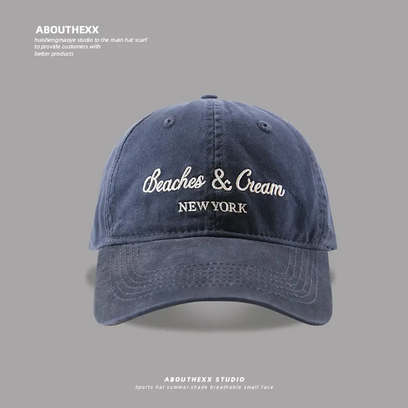 New American Style Embroidered Letter Hat Wide Brim Soft Top Baseball Cap Men's and Women's All-match Face Show Small Cap Trendy - Image 5