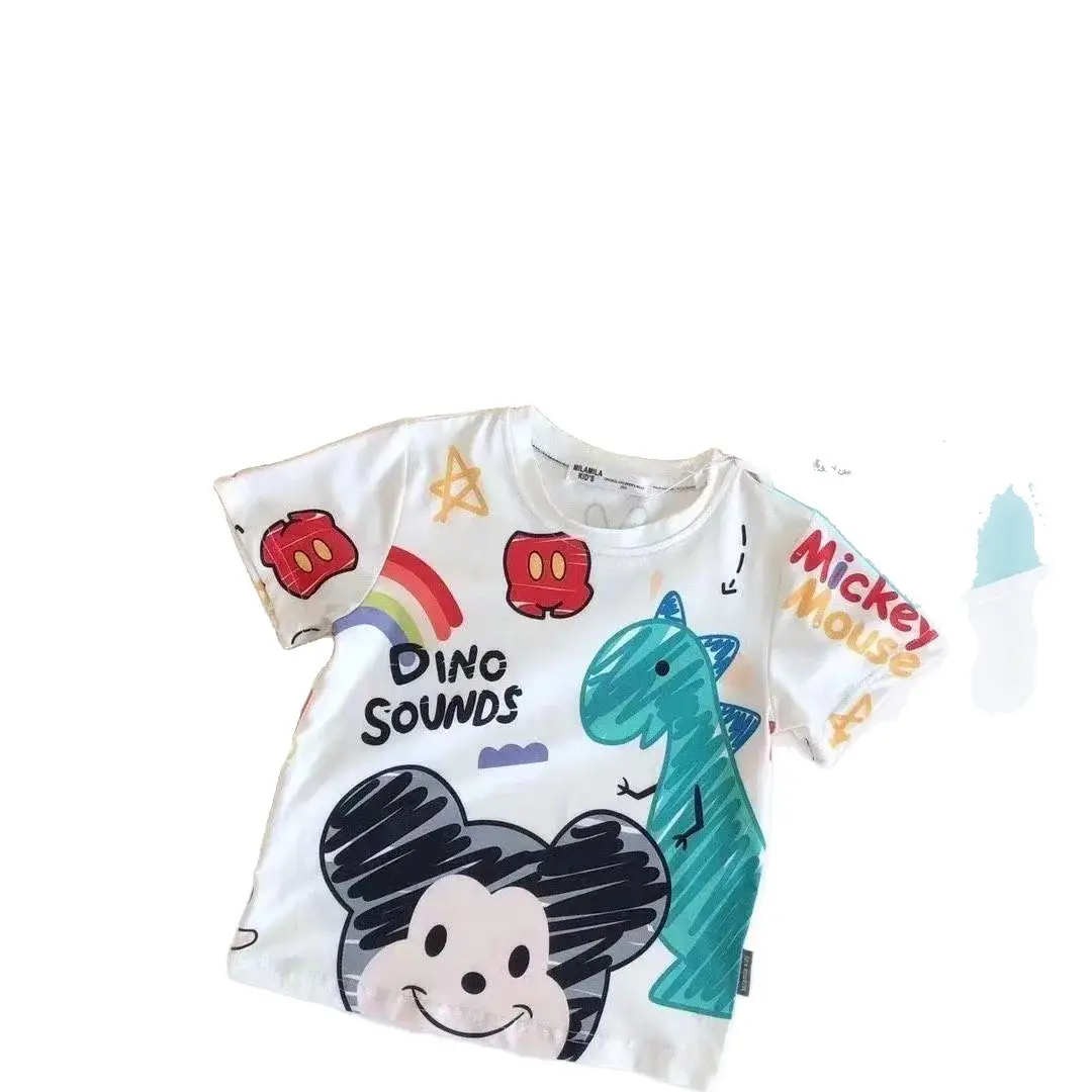 Kids Western Graphic Cotton T-Shirt Rainbow Cartoon