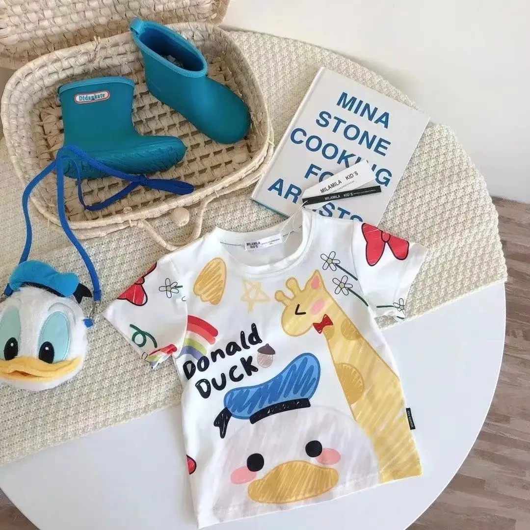 Kids Western Graphic Cotton T-Shirt Rainbow Cartoon