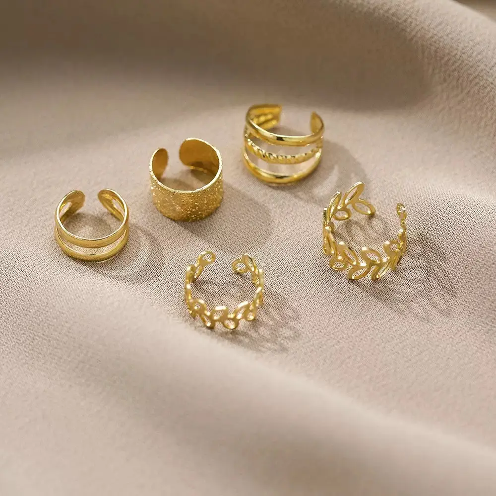 Golden C-Shape Earrings 5-Piece Set for Women - Image 4