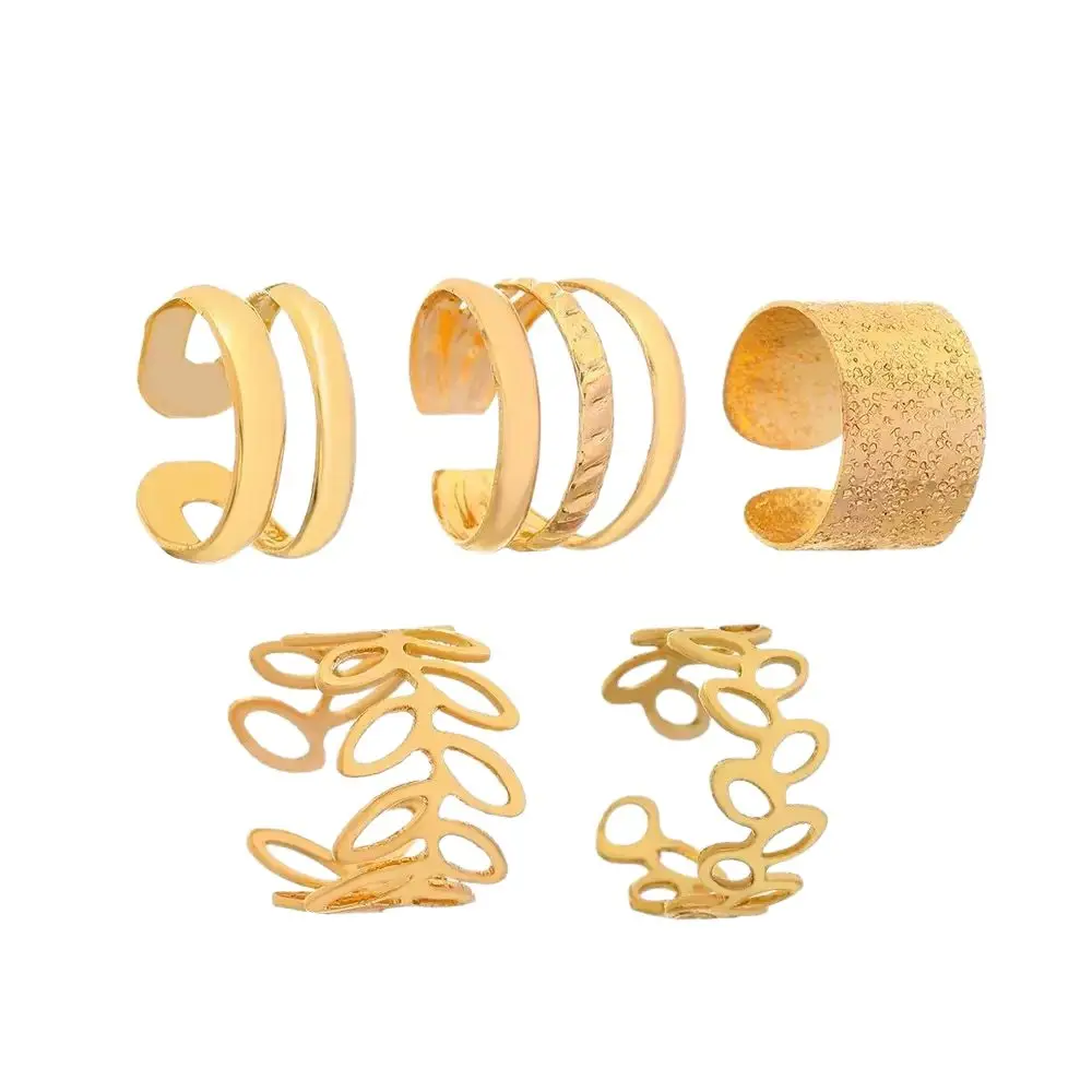 Golden C-Shape Earrings 5-Piece Set for Women - Image 7