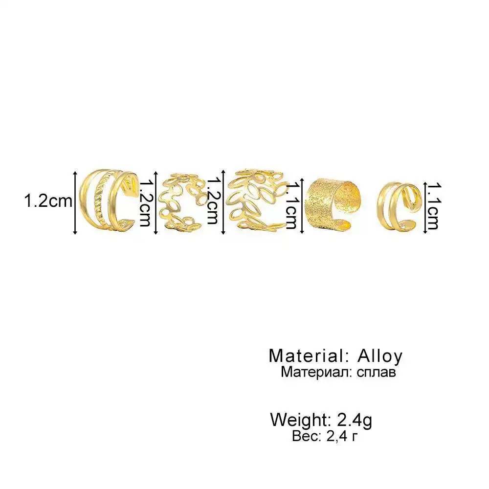 Golden C-Shape Earrings 5-Piece Set for Women — feature 2