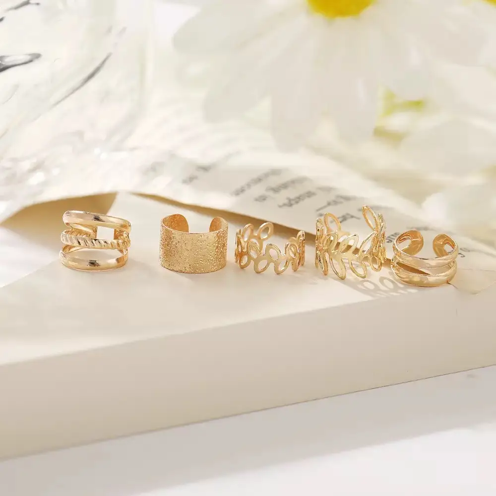 Golden C-Shape Earrings 5-Piece Set for Women — feature 3