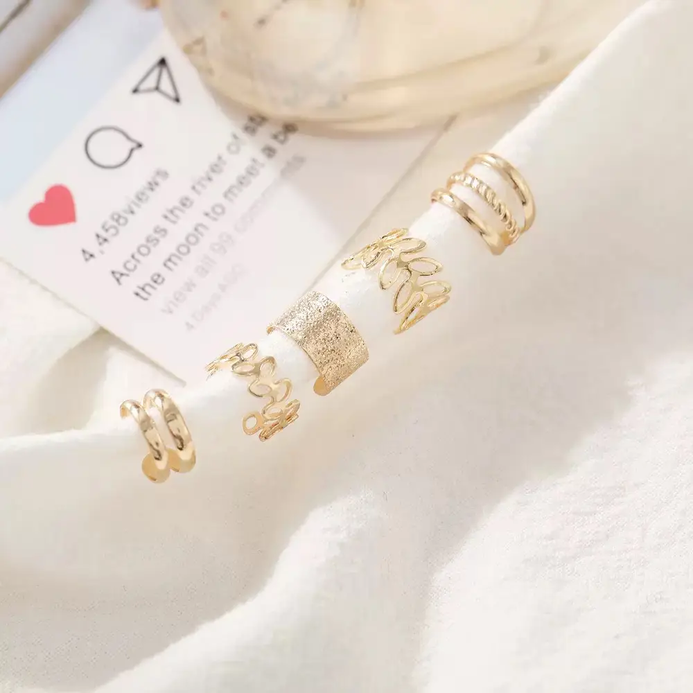 Golden C-Shape Earrings 5-Piece Set for Women — feature 4