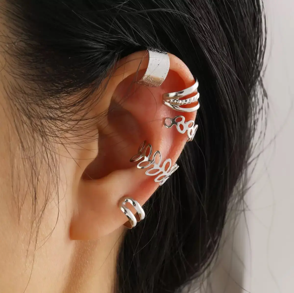 Golden C-Shape Earrings 5-Piece Set for Women — feature 6