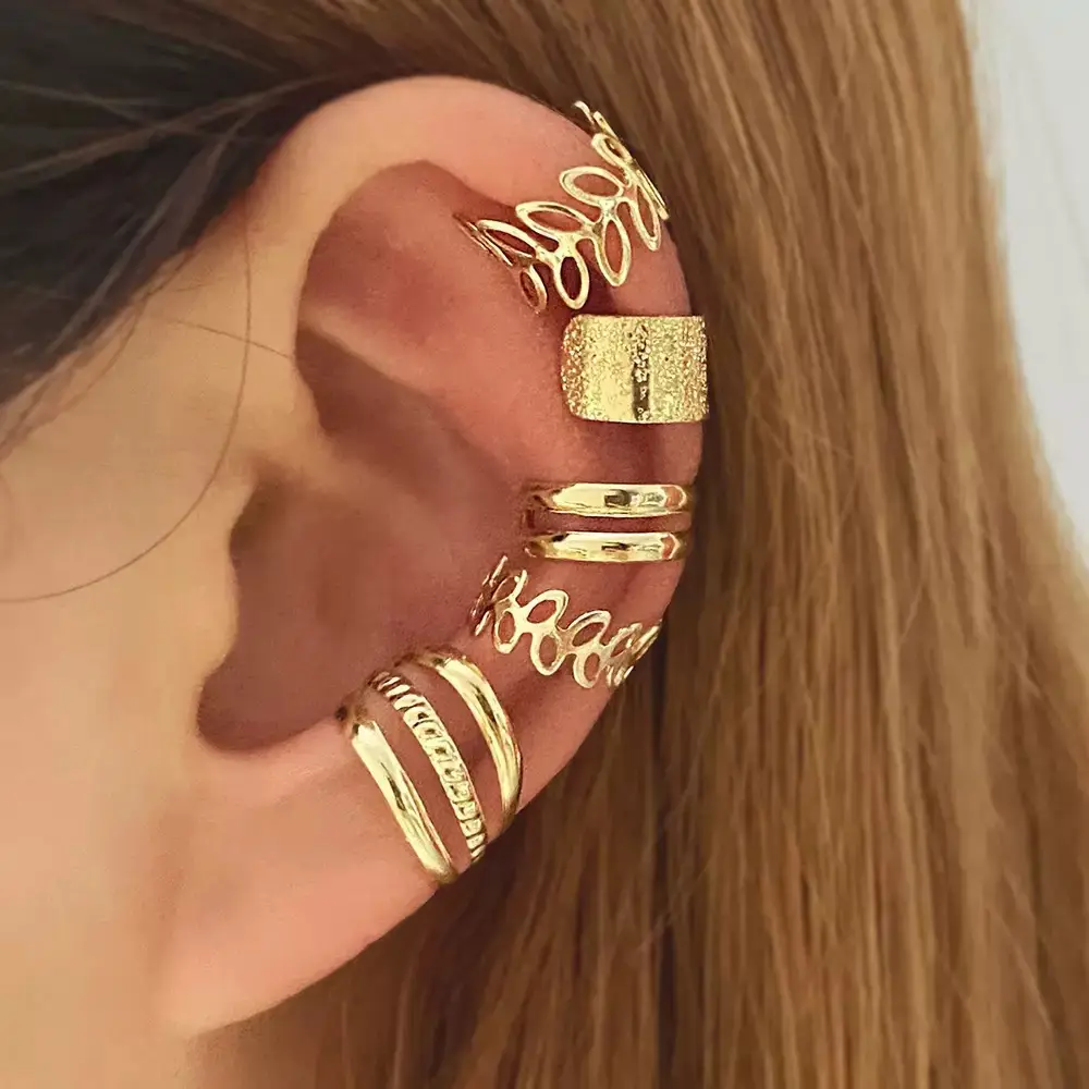 Golden C-Shape Earrings 5-Piece Set for Women — feature 7