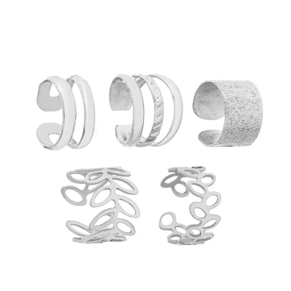 Golden C-Shape Earrings 5-Piece Set for Women - Image 2