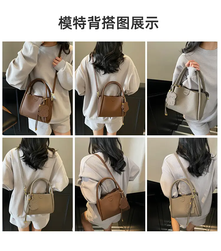 Women's Beige Leather Hand Bag with Gold Hardware — feature 11