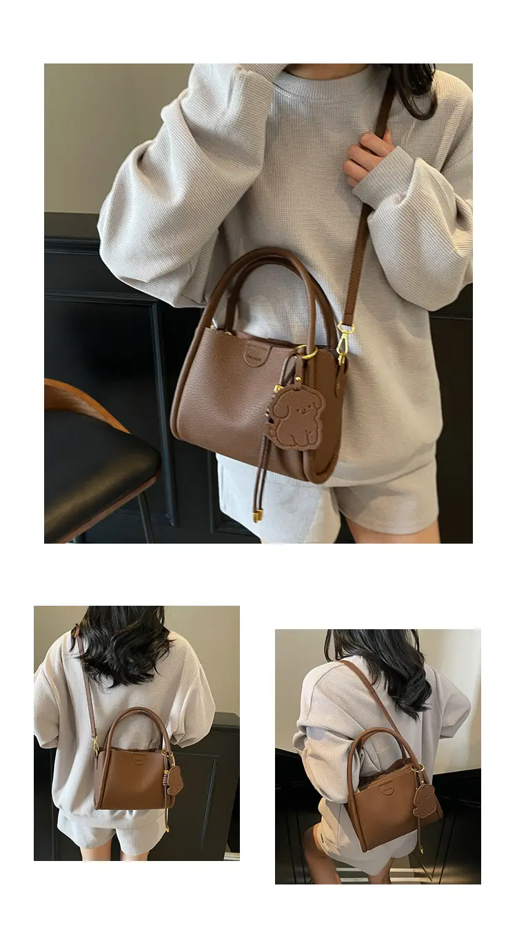 Women's Beige Leather Hand Bag with Gold Hardware — feature 12