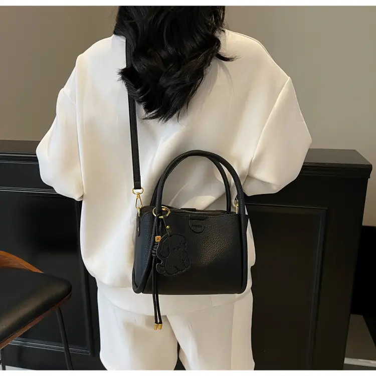 Women's Beige Leather Hand Bag with Gold Hardware — feature 19