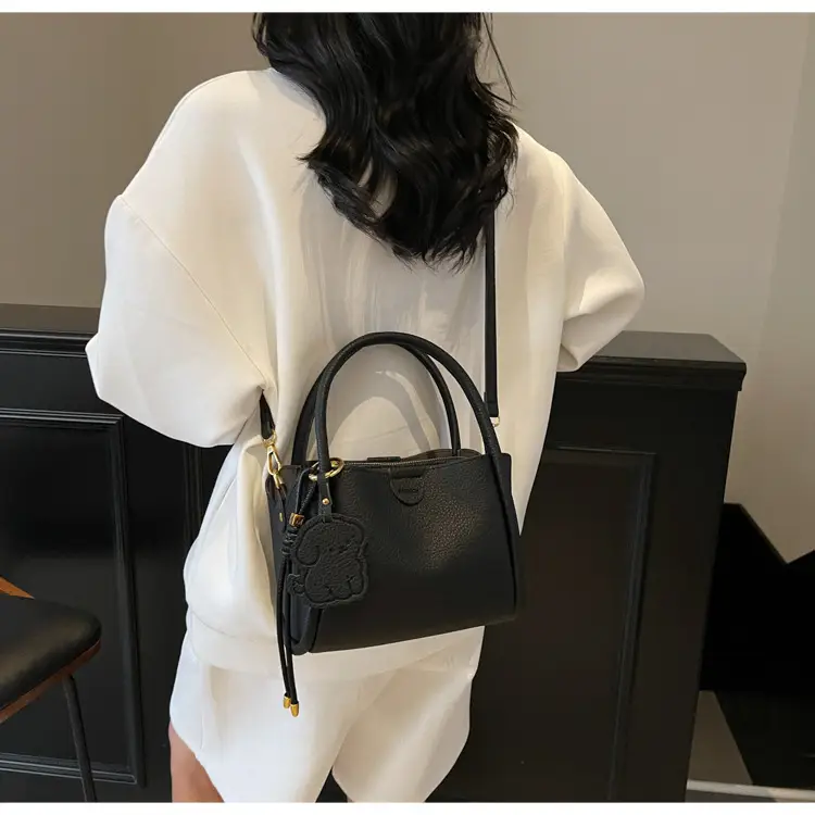Women's Beige Leather Hand Bag with Gold Hardware — feature 20