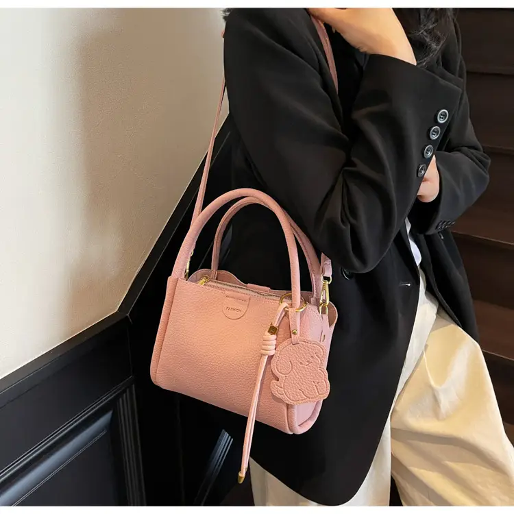 Women's Beige Leather Hand Bag with Gold Hardware — feature 28