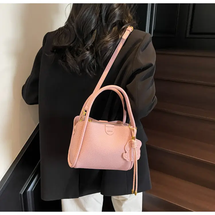 Women's Beige Leather Hand Bag with Gold Hardware — feature 29