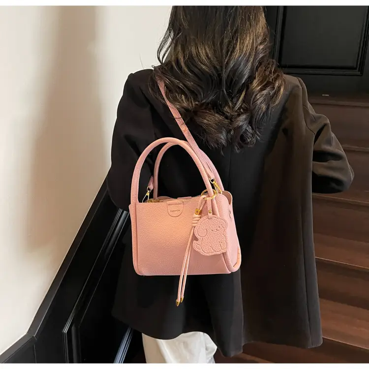 Women's Beige Leather Hand Bag with Gold Hardware — feature 30