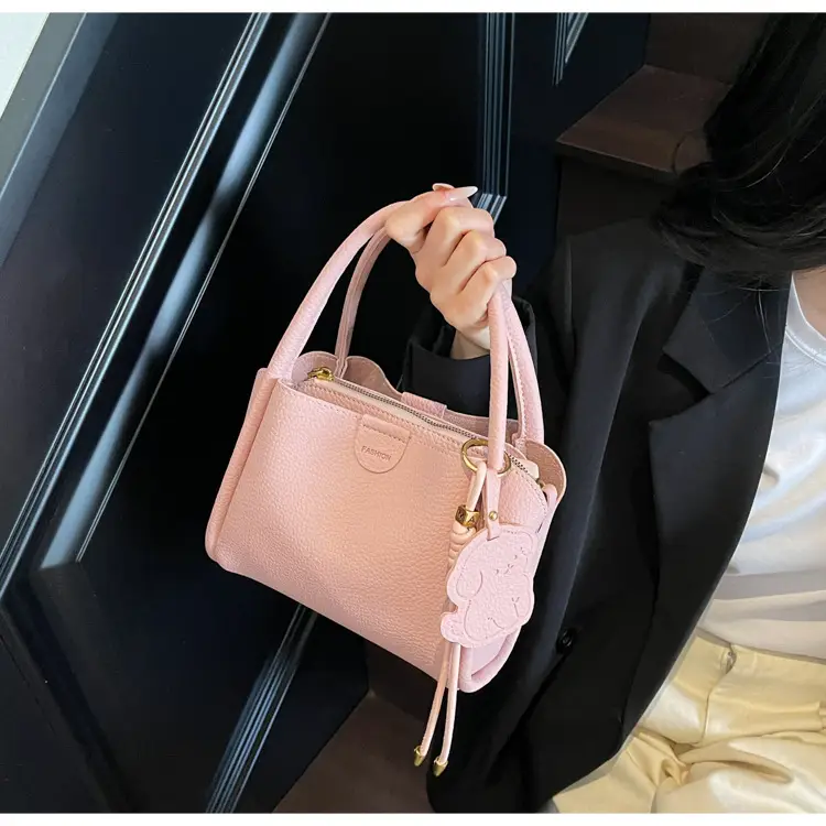 Women's Beige Leather Hand Bag with Gold Hardware — feature 38