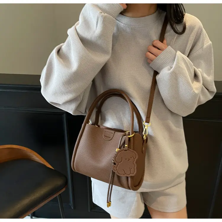 Women's Beige Leather Hand Bag with Gold Hardware — feature 39