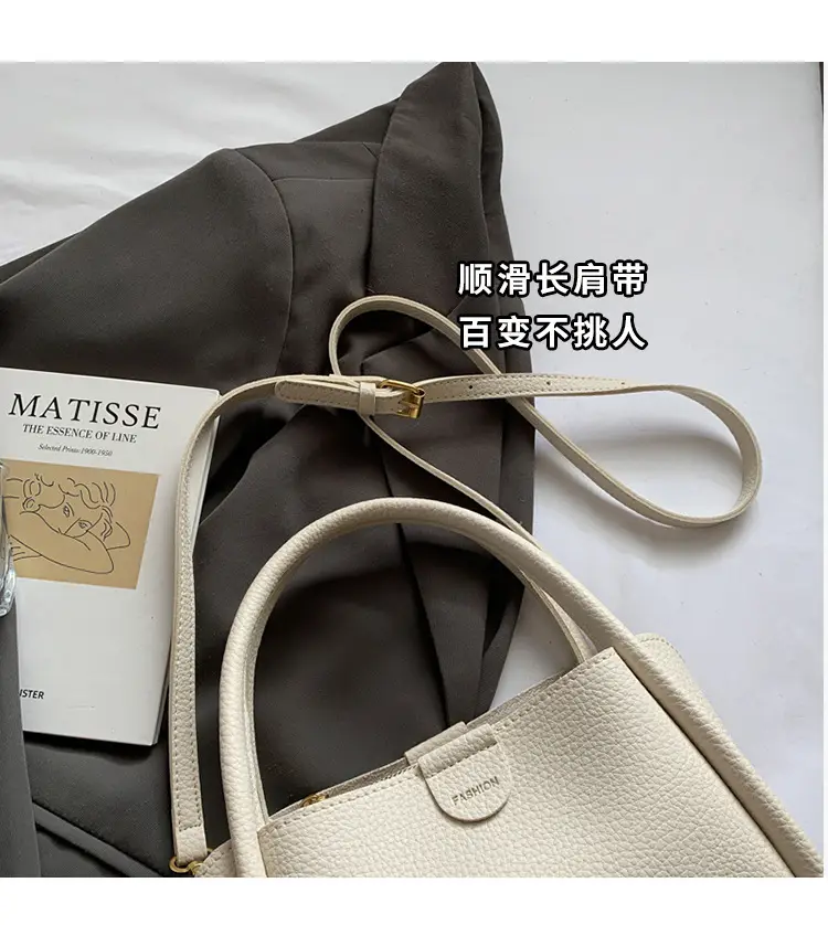 Women's Beige Leather Hand Bag with Gold Hardware — feature 4