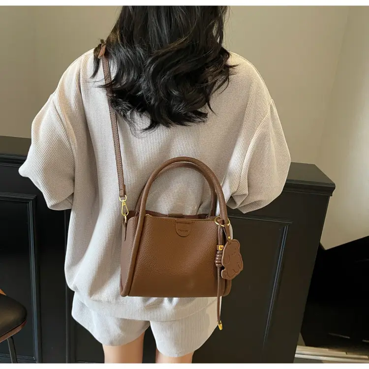 Women's Beige Leather Hand Bag with Gold Hardware — feature 40