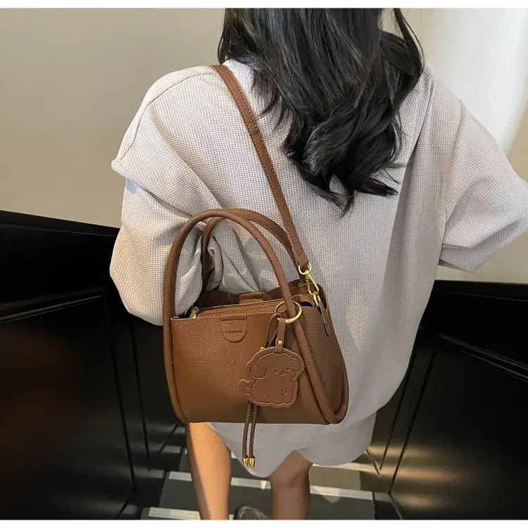 Women's Beige Leather Hand Bag with Gold Hardware — feature 44