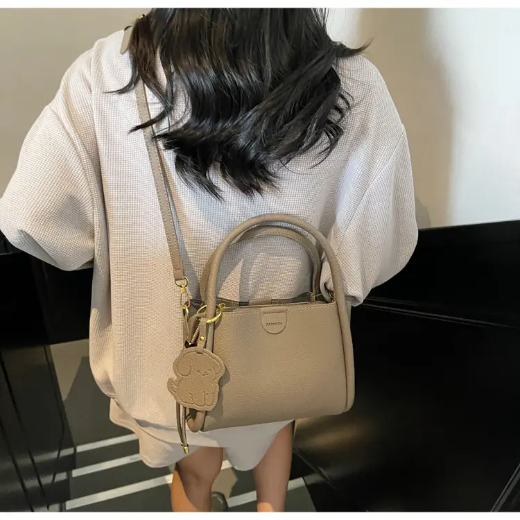 Women's Beige Leather Hand Bag with Gold Hardware — feature 47