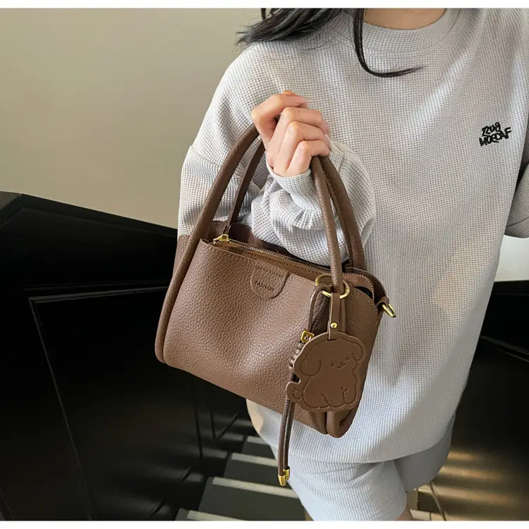 Women's Beige Leather Hand Bag with Gold Hardware — feature 50