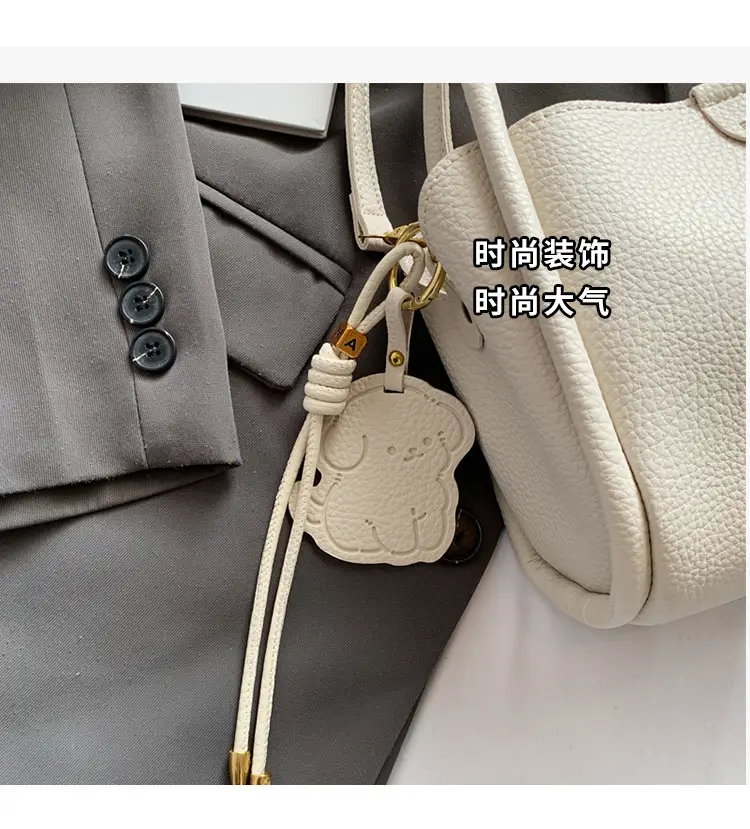 Women's Beige Leather Hand Bag with Gold Hardware — feature 9