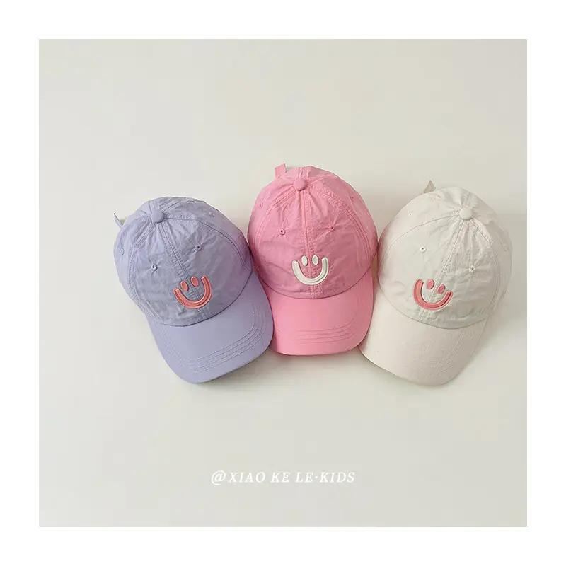Blue Smile Face Cap for Girls Summer Sunshade