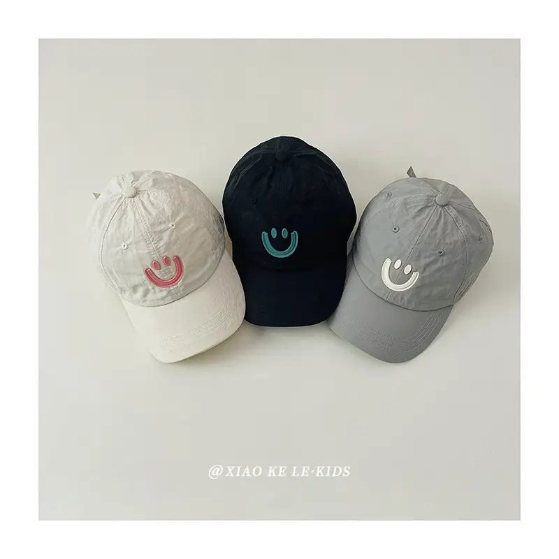 Blue Smile Face Cap for Girls Summer Sunshade