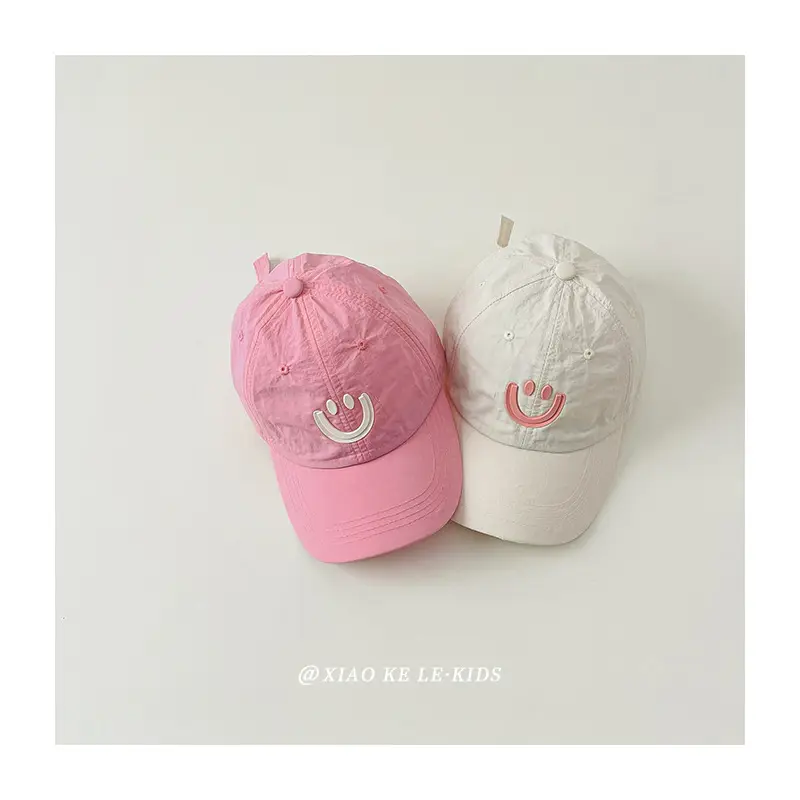 Blue Smile Face Cap for Girls Summer Sunshade