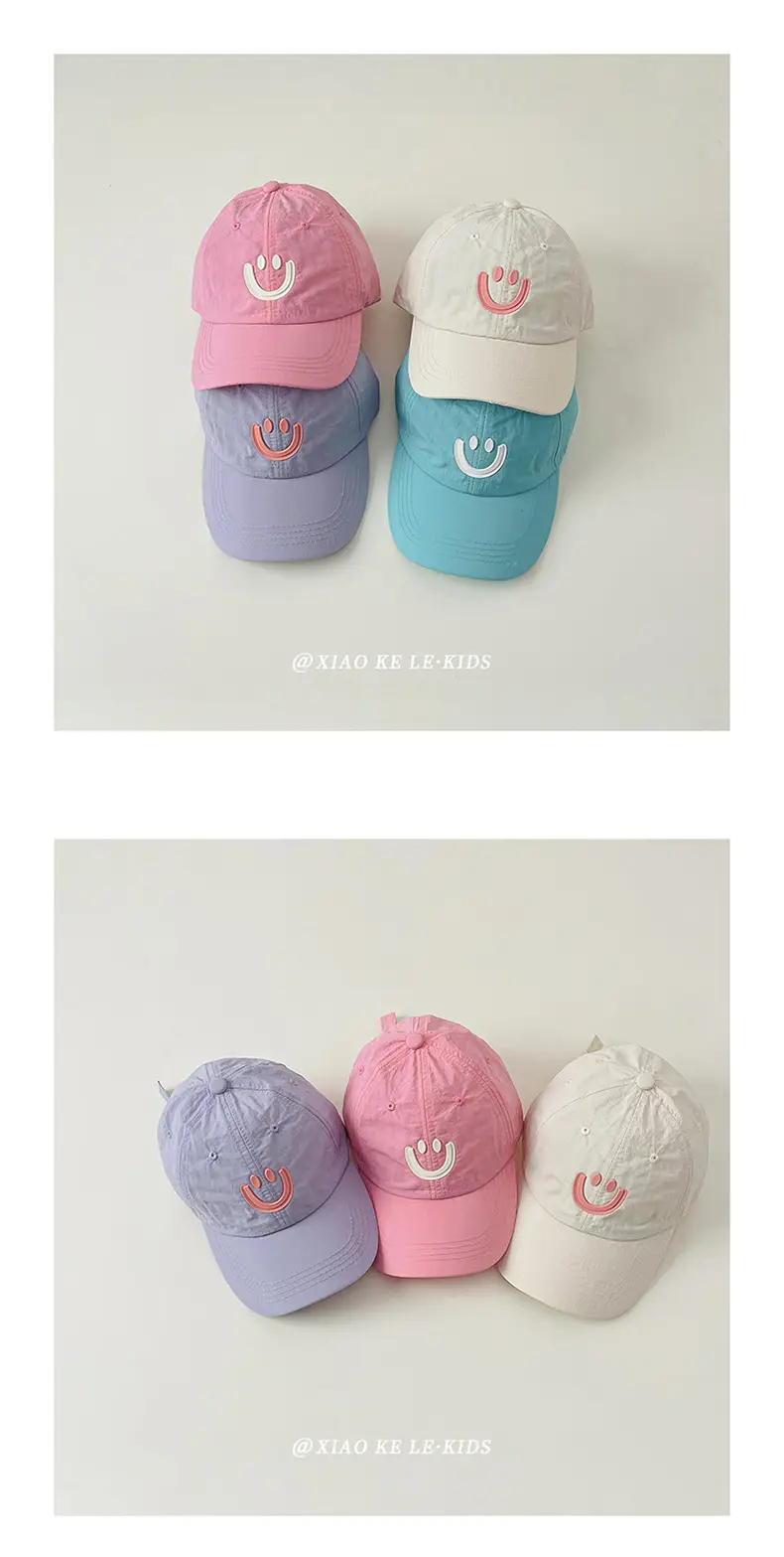 Blue Smile Face Cap for Girls Summer Sunshade — feature 2
