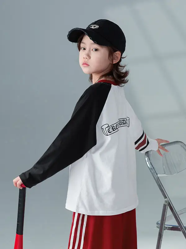 Boys Long Sleeve T-Shirt White Red 2026 Spring Clothing
