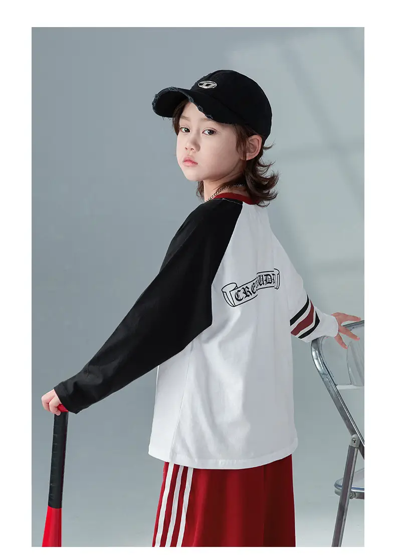 Boys Long Sleeve T-Shirt White Red 2026 Spring Clothing — feature 10