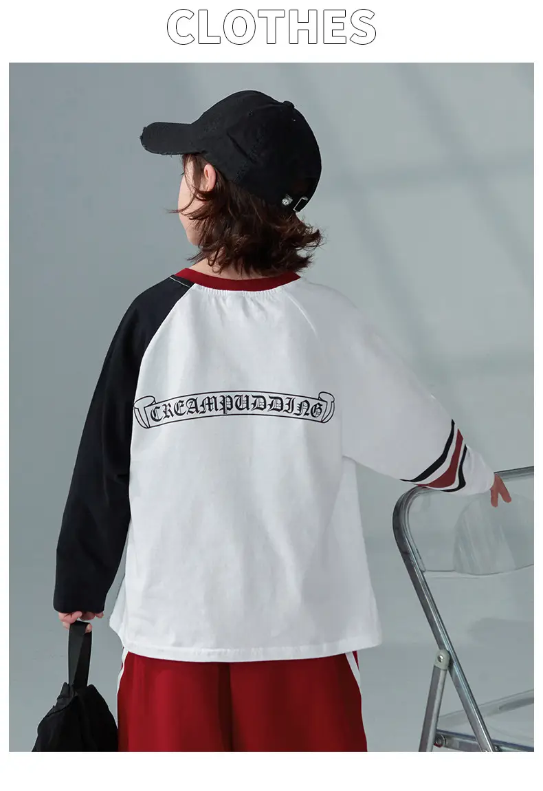 Boys Long Sleeve T-Shirt White Red 2026 Spring Clothing — feature 11