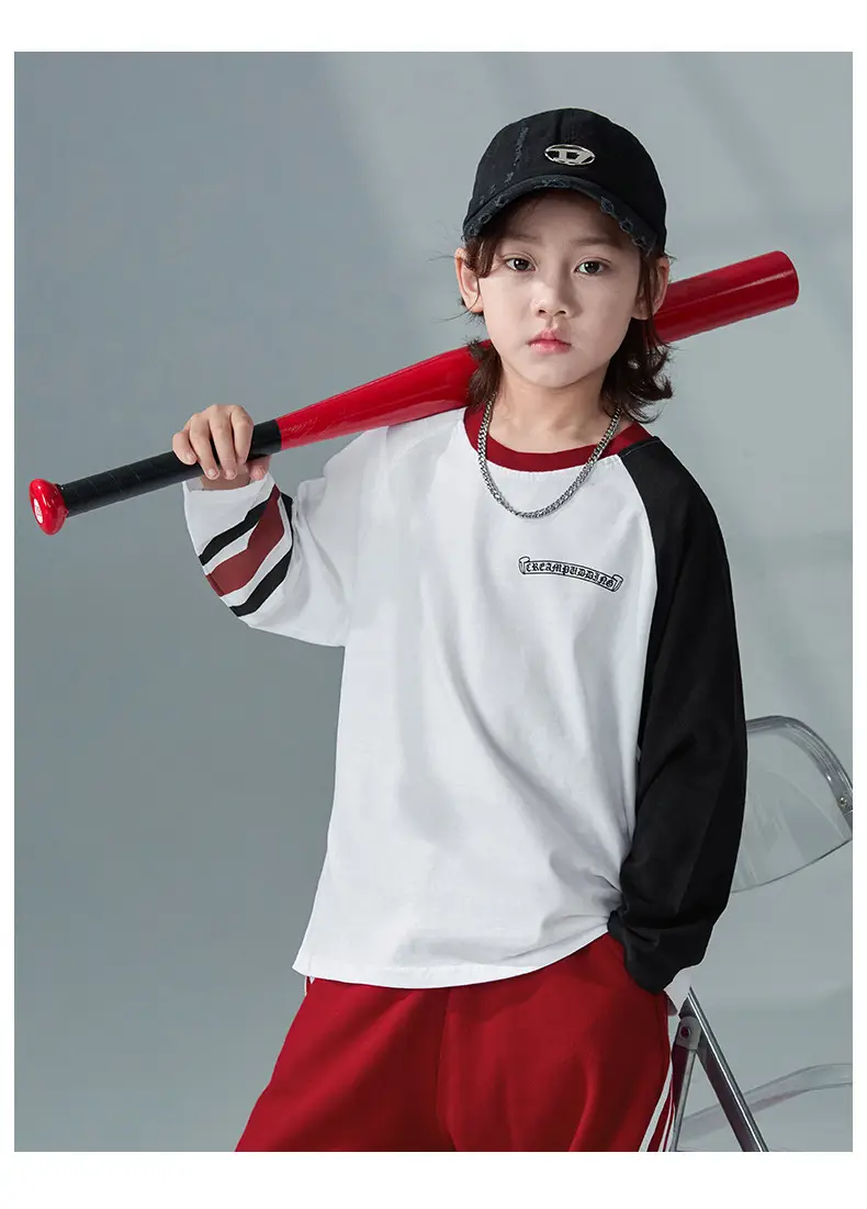 Boys Long Sleeve T-Shirt White Red 2026 Spring Clothing — feature 12